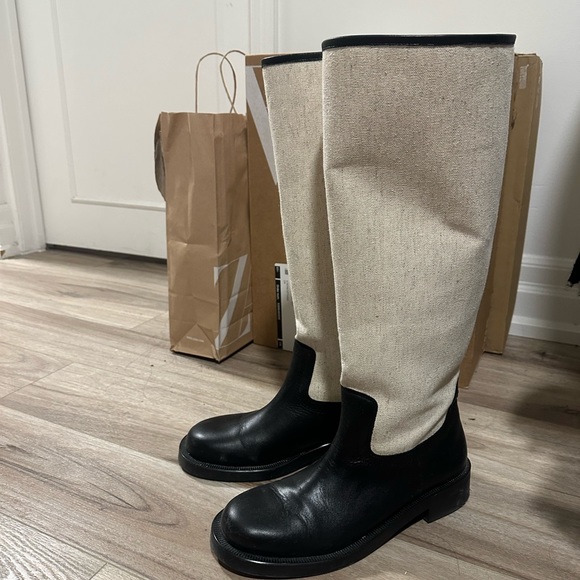 Zara Combined Leather Knee High Boots - Picture 3 of 6